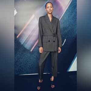 Zara grey suit fluid pants.